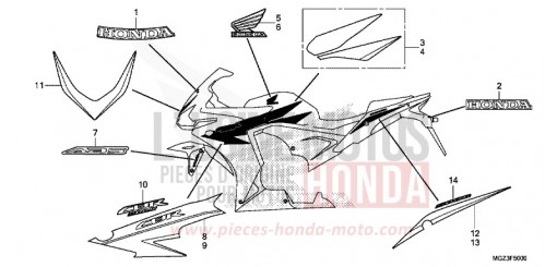 MARQUE/RAYURE (CBR500RD/RAD) (CBR500RE/RF/RAE/RAF-CH) CBR500RAD de 2013